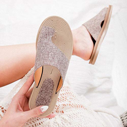 Walking Shoes,Londony❀ Womens Open Toe Gladiator Flat Sandals Slingback Ankle Strap Casual Beach Roman Summer Shoes Khaki