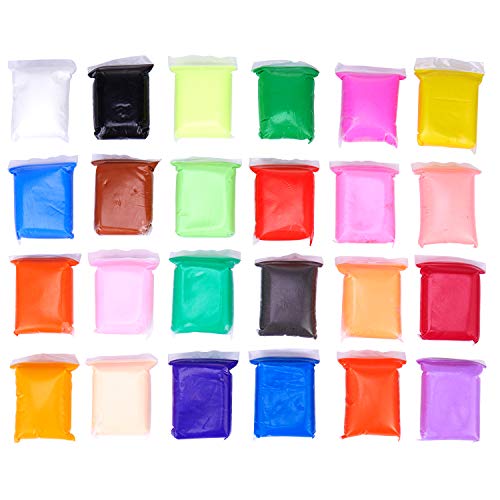 iFergoo 24 Colors Air Dry Clay, Magic Clay Artist Studio Toy, No-Toxic Modeling Clay & Dough, Creative Art DIY Crafts, Gift for Kids (24 Colors Modeling Clay)