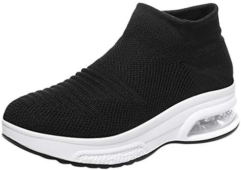 Moonuy Women's Shoes Women Summer Fly Woven Breathable Slip-On Socks Shoes Air Cushion Lightweight Sneakers Fashion Running Shoes Fitness Road Running Shoes Breathable Non-Slip Sports Shoes