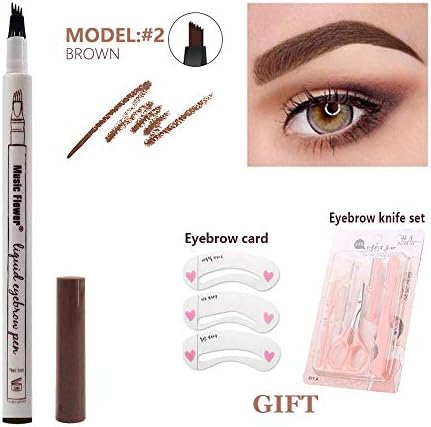 Eyebrow Pencil microblade pen Microblading tattoo eyebrow Pen with a Micro-Fork Tip Applicator Creates Natural Looking Brows Effortlessly and Stays on All Day (Brown)