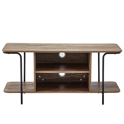 LINSY HOME 3 Tier Small TV Stand with Storage Shelves, Aesthetic TV Stands Console Table 43 Inch