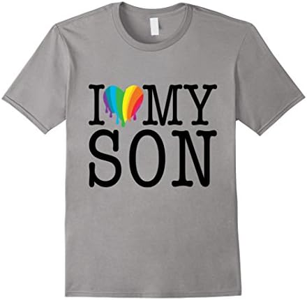 Men's Rainbow Heart I Love My Son T-Shirt Gay Pride Apparel Small Slate