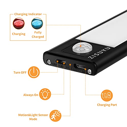 ZISUYU Rechargeable Battery 40 LED Closet Light Motion Sensor Light