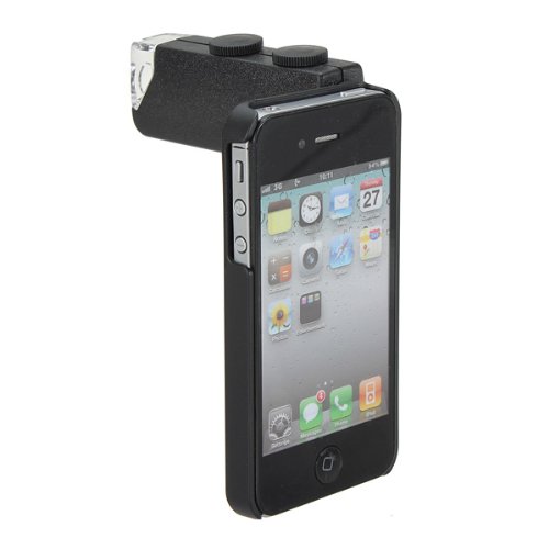 Mini Pocket Microscope Magnifier Jewelers Loupe for iPhone 4 4S with LED Light(60X power magnifier and UV currency detector)