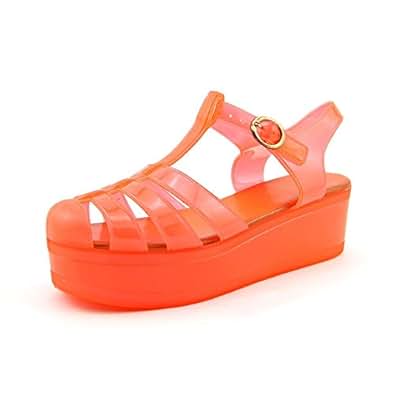 Amazon.com | Wanted Shoes Women's Jellypop Jelly Sandal, Orange, 5 M US | Sandals