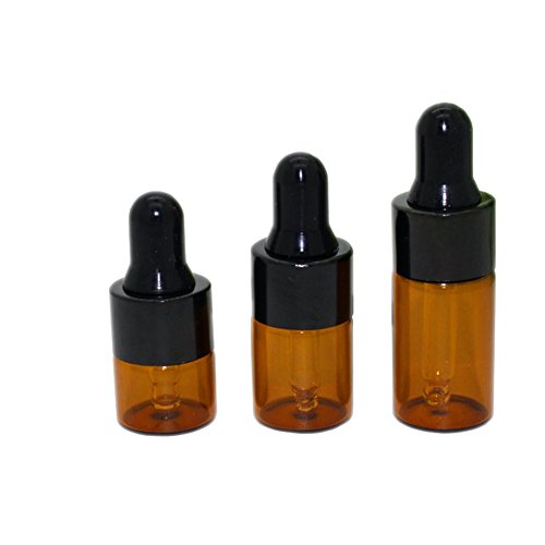 30 Pcs Travel Portable Mini Amber Glass Essential Oil Dropper Bottles Refillable Empty Eye Dropper Perfume Cosmetic Liquid Lotion Sample Storage Container Bottle Jar Vials (2ml)