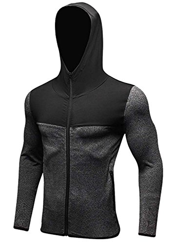 Men's Lightweight Sports Active Jacket with Front Pockets - Hoodie Style (XL, Gray2)