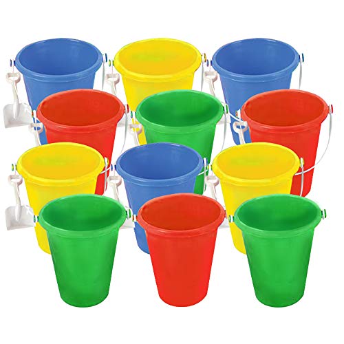 ArtCreativity 6 Inch Mini Plastic Beach Pail and Shovel Set Pack of