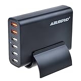 Quick Charge 2.0, ABLEGRID 60W Multi-port USB Charger 6 Ports Intelligent Desktop Charging Station Portable Travel Charger for iPhone iPad Samsung HTC Nexus and More (Black)