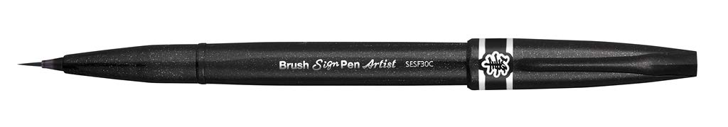 Pentel SESF30C Brush Sign Pen Artist, Extra Fine Brush Tip, Black (Single Pen)