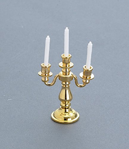 Dollhouse Miniature 3 Arm Candelabra in Brass