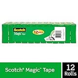 Scotch Brand Magic Tape, Numerous Applications, Matte Finish, Engineered for Office and Home Use, Great for Gift Wrapping, 3/4 x 1000 Inches, Boxed, 12 Rolls (810K12)