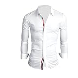 Mans Stylish Point Collar Long Sleeve Stripes Detail Button Down Shirt
