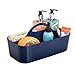 mDesign Plastic Portable Storage Organizer Caddy Tote - Divided Basket Bin with Handle for Bathroom, Dorm Room - Holds Hand Soap, Body Wash, Shampoo, Conditioner, Lotion - Large, 2 Pack - Navy Blue