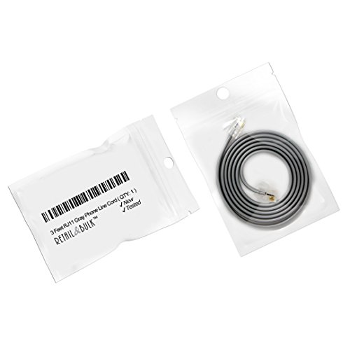 image for 3 Feet Premium Quality Telephone Cable, RJ11 Male to Male 6P4C Phone L