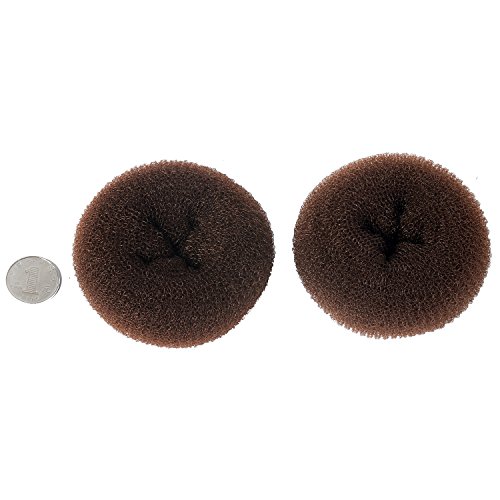 CLOTHOBEAUTY 2 pieces Large Size Hair Bun Donut Maker, Ring Style Bun, Women Chignon Hair Donut Buns Maker,Hair Doughnut Shaper Hair Bun maker (3.5 inches, Brown)