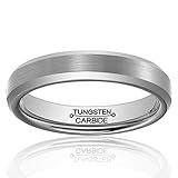 HSG Men Women Tungsten Carbide Ring Wedding Engagement Band 4mm Comfort Fit Beveled Edge Brushed