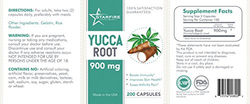 Starfire Supplements Yucca Root 900mg 200 Capsules