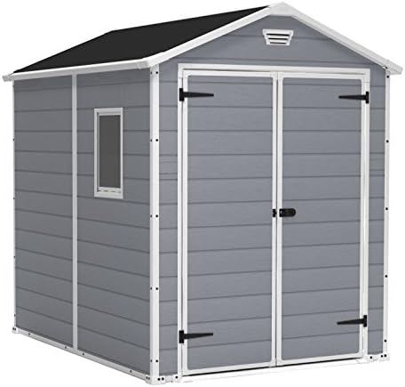 keter manor 4x6 resin outdoor shed kit for garden, patio