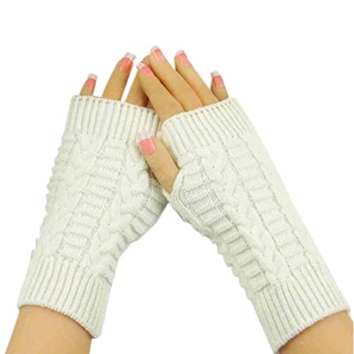 Hot Sale!!! Women's Knit Gloves,Jushye Ladies Fashion Knitted Arm Fingerless Winter Gloves Unisex Soft Warm Mitten (Black)