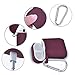 V-MORO Compatible with Airpods Case Protective Silicone Cover with 6 in 1 Airpod Accessories Earhooks/Fur Ball Keychain/Straps/Storage Travel Box for Apple Airpods Women Burgundythumb 1