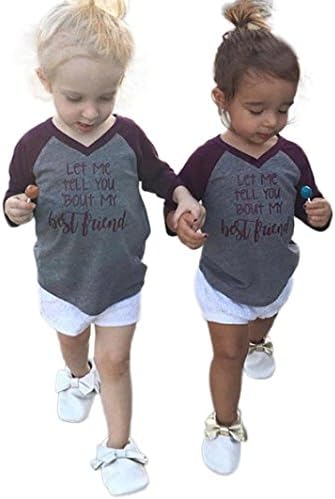 "Let Me Tell You Bout My Best Friend Printed Blouse Tops T-Shirt Splice Clothes Outfit for Baby Boys Girls