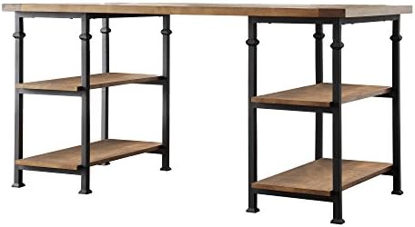 MyEasyShopping Myra Industrial Modern Rustic 3-piece Desk Bookcase Set Shelves Keyboard Pull Out Drawers