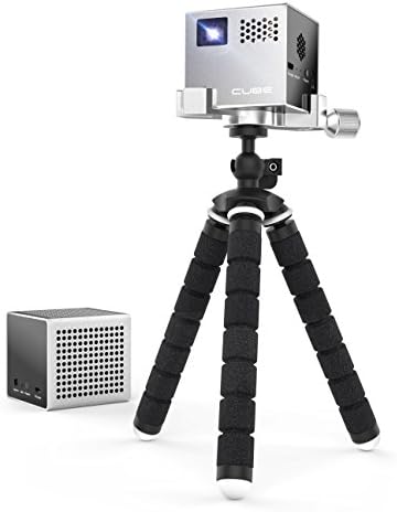 RIF6 CUBE Projector and Wireless Speaker - 120 Inch Display Portable Home Cinema - 2 Inch Mini Projector 20,000 Hour LED for HDMI Devices with Bluetooth Speaker - Includes Mini Tripod