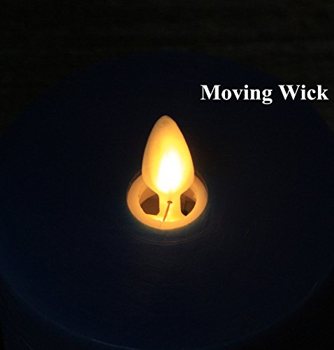 NONNO&ZGF Set of 5 Blue Frost Matte Water Ripple Moving Wick Flameless Flickering Pillar Thin Candles,Ice Crack Blue Wax Candles with Remote Control - Thumbnail 5