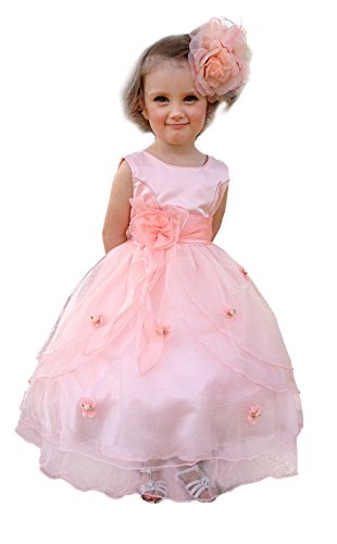 Dressy Daisy Girls' Tulle Flower Girl Dresses With Build-in Petticoat Party Pageant Dress Size 18-24 Months Coral