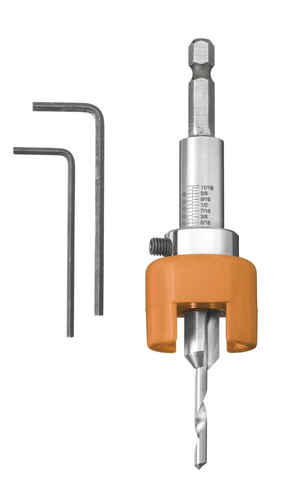 kwb Hardwood Drill Ø 4 Mm Made Of Hss-M2 With Countersink, Adjustable Depth Stop and 1/4" Hexagonal Shank