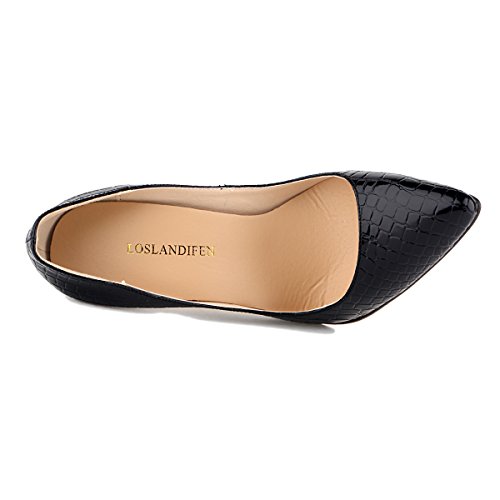 Loslandifen Womens Shoes Closed Toe High Heels Womens Pointed Slender Stiletto Pumps (35 M EU/5 B(M) US, Black) - Thumbnail 4