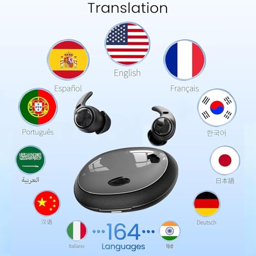 NE76 Sleep Earphones for Side Sleeping, Bluetooth Wireless Earphone Translator Instant, Charging 165 Languages, Mini Sleep Earbuds, Suitable for Travel, Study and Meetings-Black