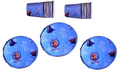 Tashkent Disposable Plates & Cup Set - Pack of 24 (12 * 12) Cute Frozen Design Plate & Cup for Parties and Birthdays