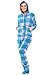 Alexander Del Rossa Womens Fleece Onesie, Hooded Footed Jumpsuit Pajamas, Small Teal and Pink Plaid (A0322P96SM)