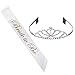 HXG 35 Bride to Be Sash and Tiara: Elegant Metal Alloy and Rhinestone Tiara | Stylish White Satin Bride to Be Sash with Gold Lettering | Bachelorette, Bridal, Wedding Party Accessories