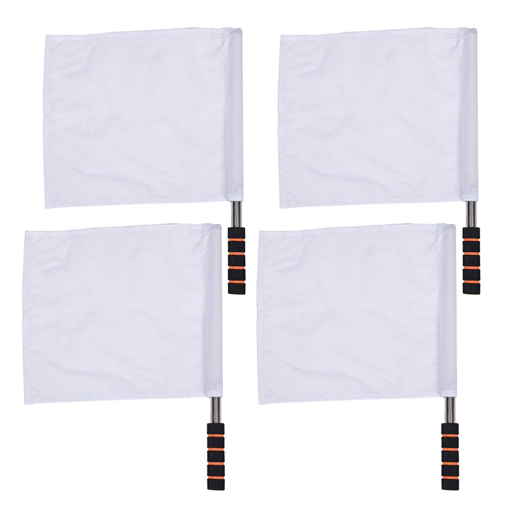 PRETYZOOM Referee Flags 4 Pack Hand Signal Flags with Stainless Steel Poles Lightweight High Visibility for Football Soccer Track and Field Officials
