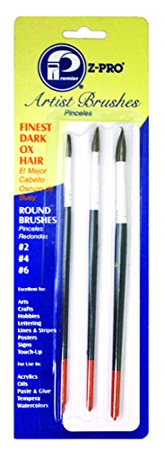 Premier Artist Brushes Dark Ox-Hair Round Set, 3 Piece Set, AR10107