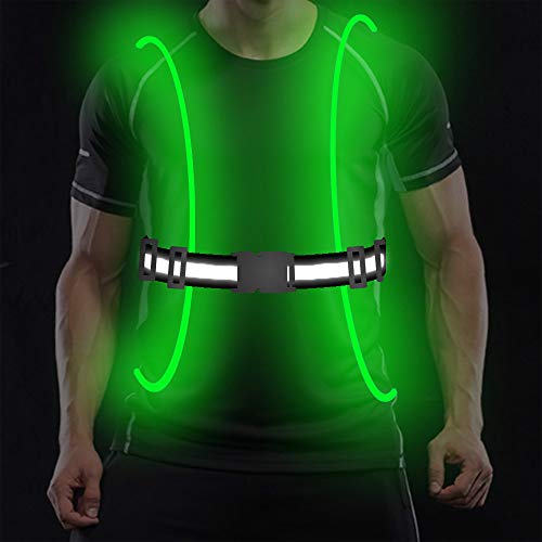 RICOVO LED Vest Adjustable Belt High Visibility LED for Women Men Lightweight, Waterproof Vest for Jogging Biking Hiking (Green)