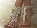 Ruolai Beach Crochet Barefoot Sandals Lace Anklets Bracelets Wedding Party Bangles (White)
