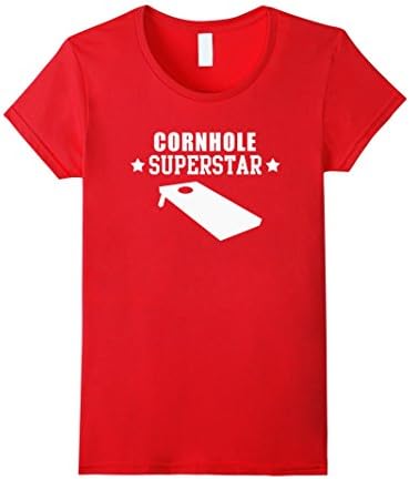 Womens Cornhole Superstar Funny Yard Game T-Shirt Small Red