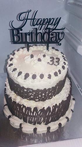 Happy Birthday Cake Topper Black Monogram Party Decorations Banner Letters Flags for 1st one 16th 18 21 30 40 60 90 Birthday Celebration 100