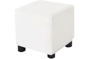 Bifaunvogel Ottoman Cover Square Velvet Storage Ottoman Slipcovers Thick Stretch Footrest Foot Stool Covers Protector with Elastic Band(Small-White)