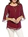 Hount Women Casual Loose Pullover Chiffon Blouse 3/4 Sleeve Solid Chiffon Shirt