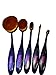 Professional Cosmetic Set | Oval Makeup Brushes | 5 Piece Toothbrush (Black) | Soft Hair | Cream/Liquid Application | Contour | Powder | Foundation | Flexible Handle