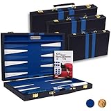 Get The Games Out Top Backgammon Set - Classic Board Game Case - Best Strategy & Tip Guide - Available in 15 Inch, 19 Inch and 22 Inch Sizes (Blue, Small)