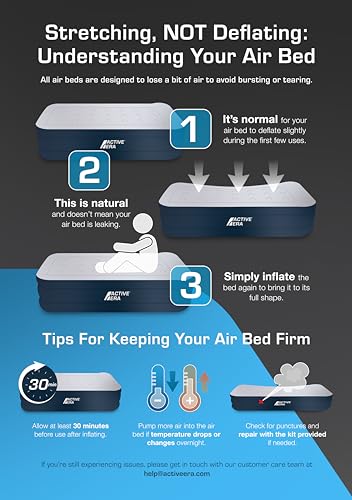 Active Era Premium Air Mattress - Elevated Inflatable Air Bed, Built-in Electric Pump, Raised Pillow, Structured Air-Coil Technology, 3 Minute Self Inflating (Queen 20")
