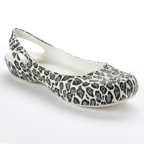 Genuine Crocs Thea Slingback Flats Ivory/black Leopard Print Womens (9)