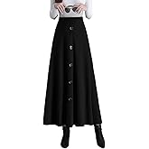 Womens Winter Soft Knitted Long Skirt High Waist Elegant Autumn Elastic Waist Maxi Pleated Skirt