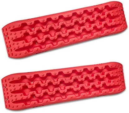 FLARESTAR Recovery Track, Rocovery Traction Mats for Off-Road Mud, Sand, Snow Vehicle Extraction (Set of 2), Red
